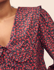 Red Ditsy Floral Emmie Blouse
