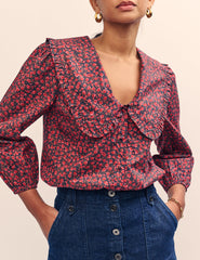 Red Ditsy Floral Emmie Blouse