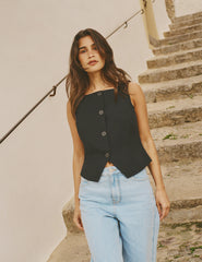 Black Square Neck Waistcoat