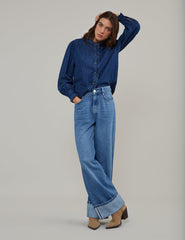 Denim Frill Detail Blouse