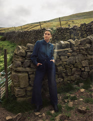 Denim Tie Neck Blouse