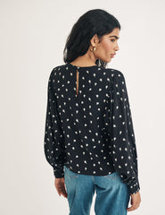Black Ditsy Floral Top