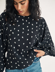 Black Ditsy Floral Top