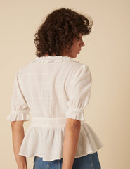 White Flossie Puff Sleeve Blouse
