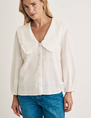 White Check Collared Emmie Blouse