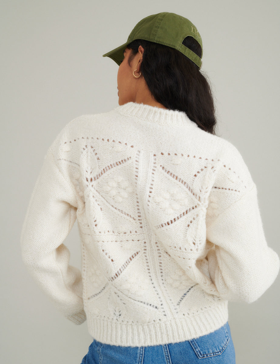 Cream Crew Neck Knitted Jumper