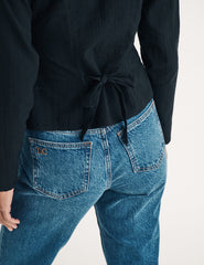 Black Long Sleeve Button Down Top