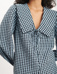 Blue Gingham Long Sleeve Birdie Blouse