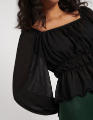 Black Square Neck Top