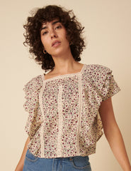 Cream Ditsy Floral Blouse
