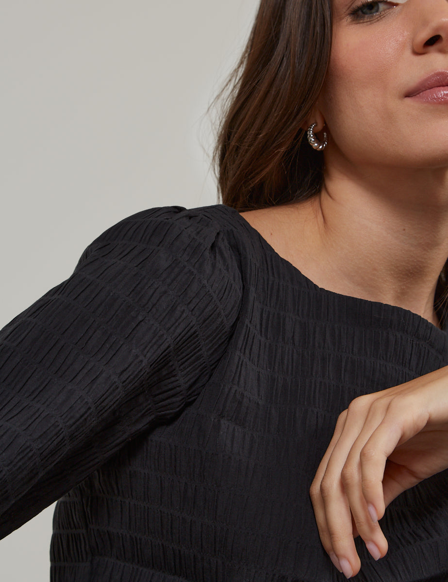 Black Textured Blouse