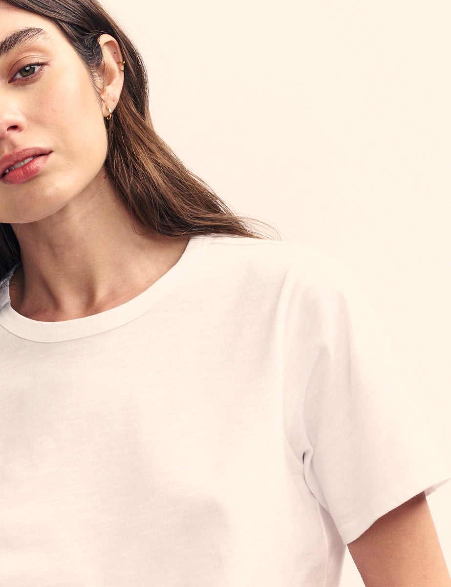 White Easy Fit Crew Neck T-Shirt