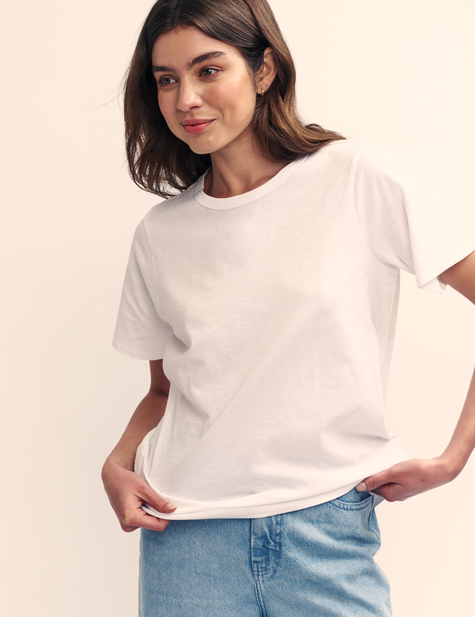 White Easy Fit Crew Neck T-Shirt