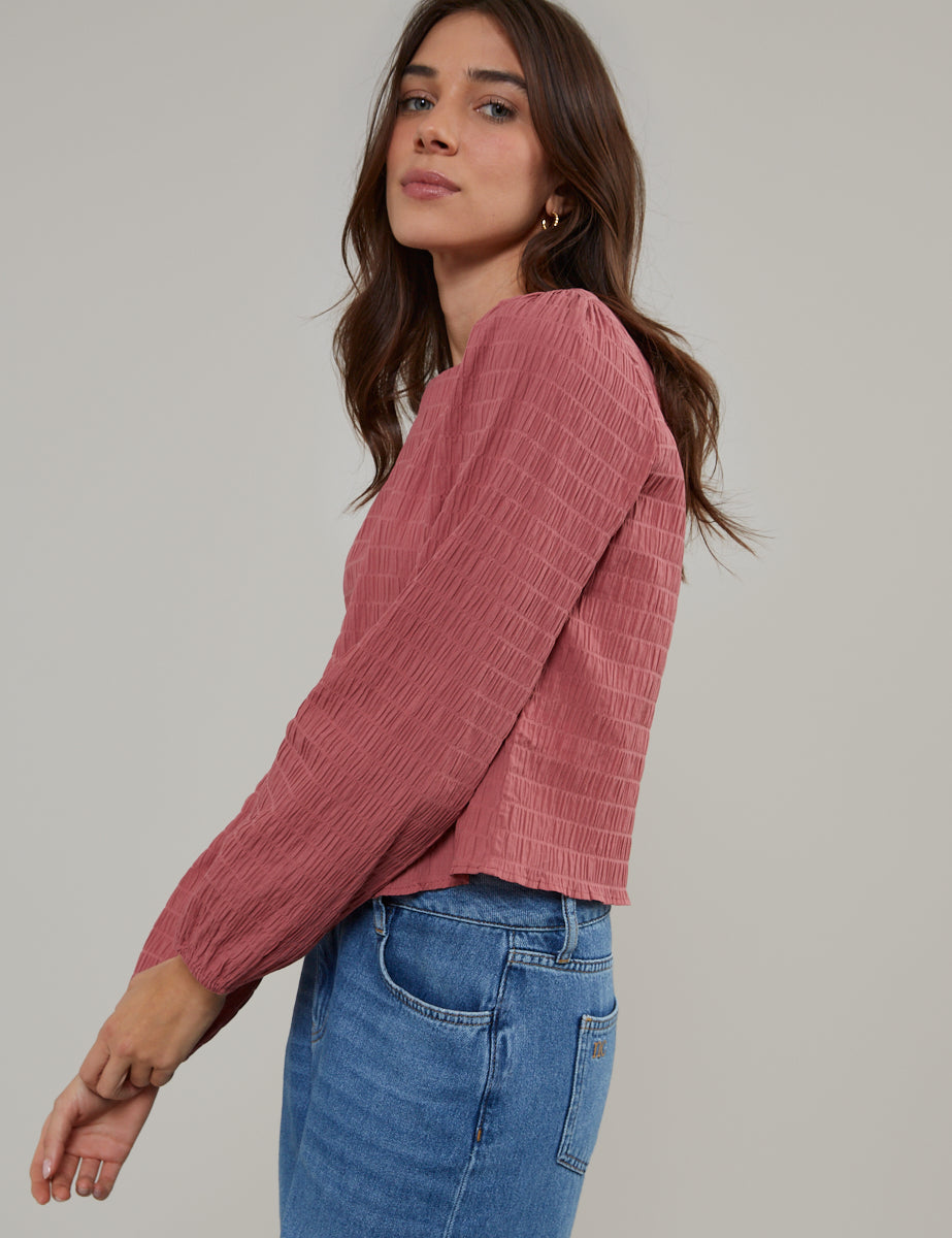 Pink Textured Blouse