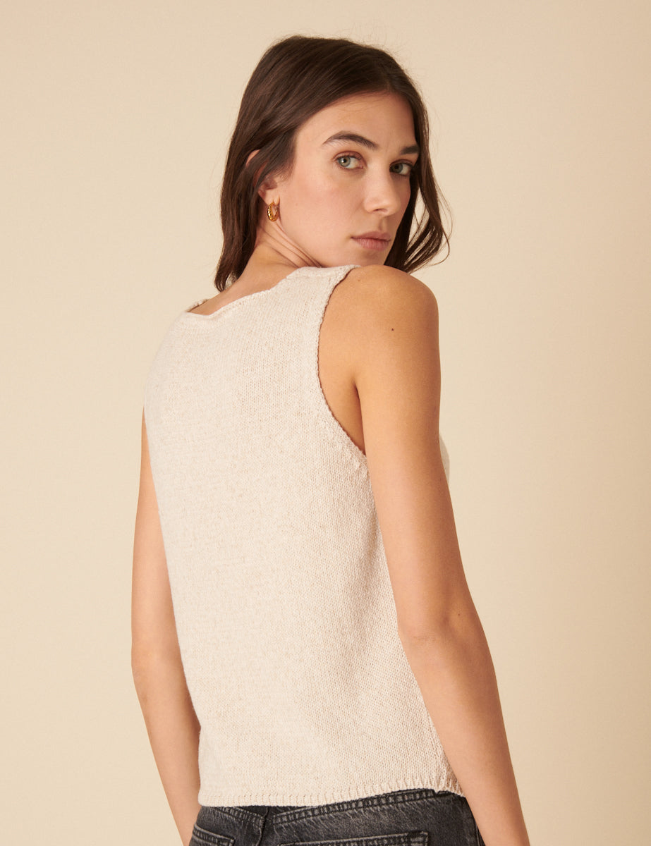 Cream Tie Front Knitted Waistcoat