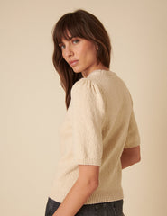 Cream Knitted T-Shirt