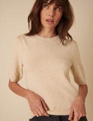 Cream Knitted T-Shirt