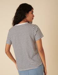 Black And White Striped Easy Fit T-Shirt