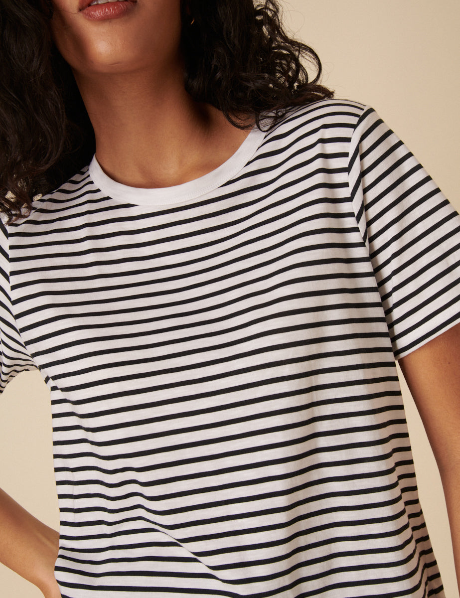 Black And White Striped Easy Fit T-Shirt