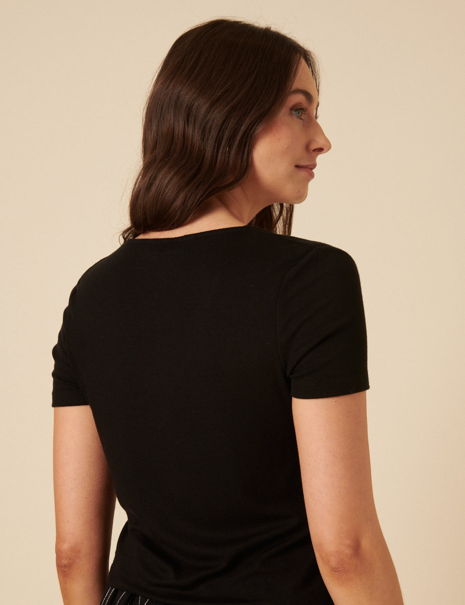 Black Short Sleeve Jersey Top