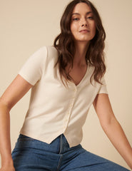 White Short Sleeve Jersey Top