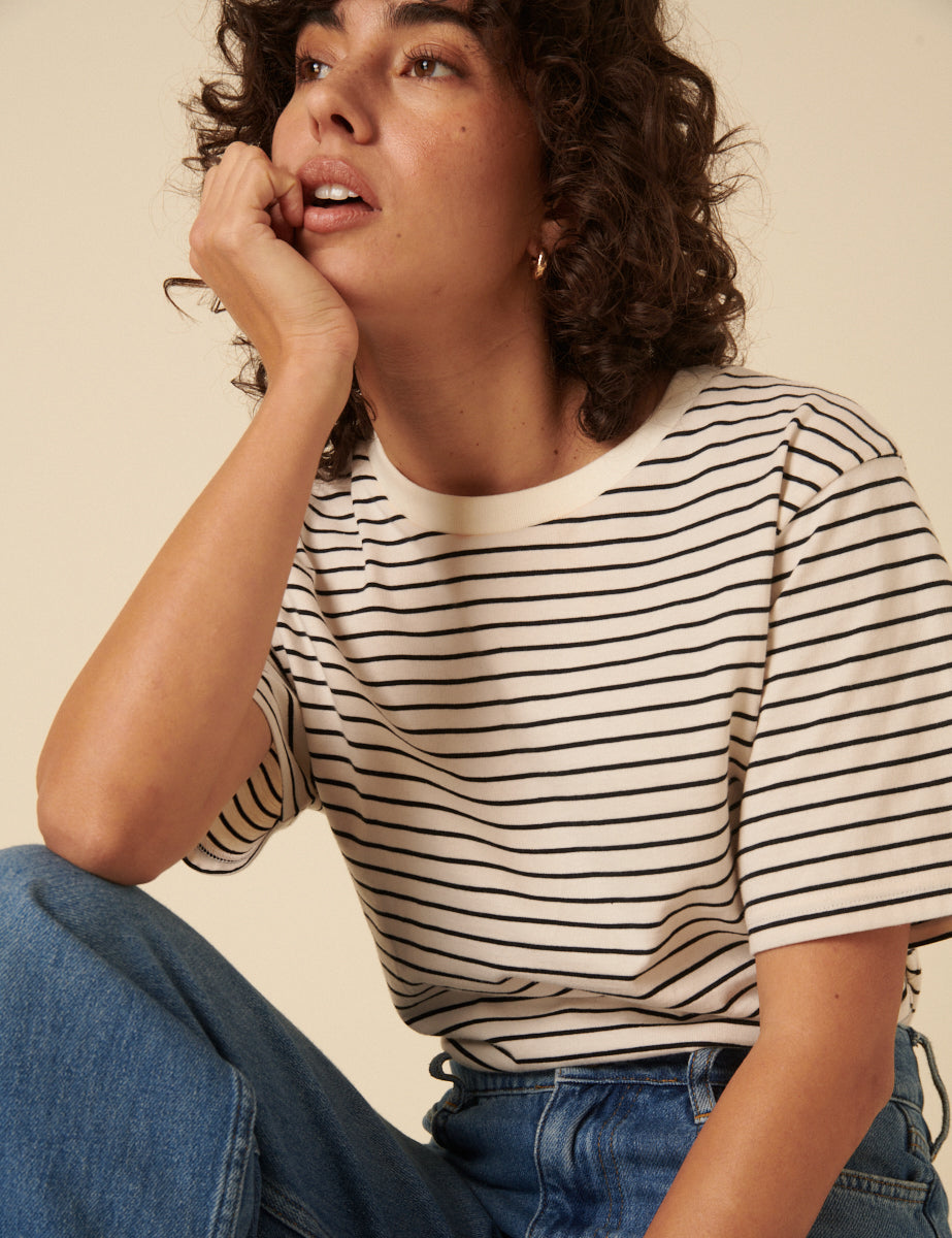 White Striped Oversized T-shirt