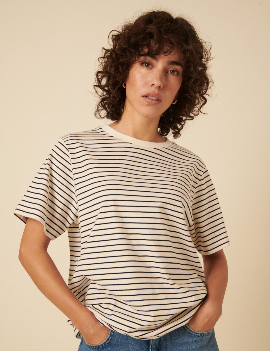White Striped Oversized T-shirt