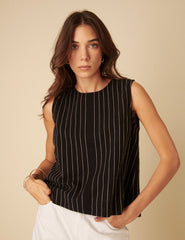 Black Pinstripe Swing Top