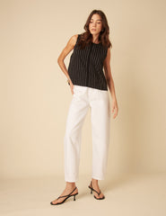 Black Pinstripe Swing Top