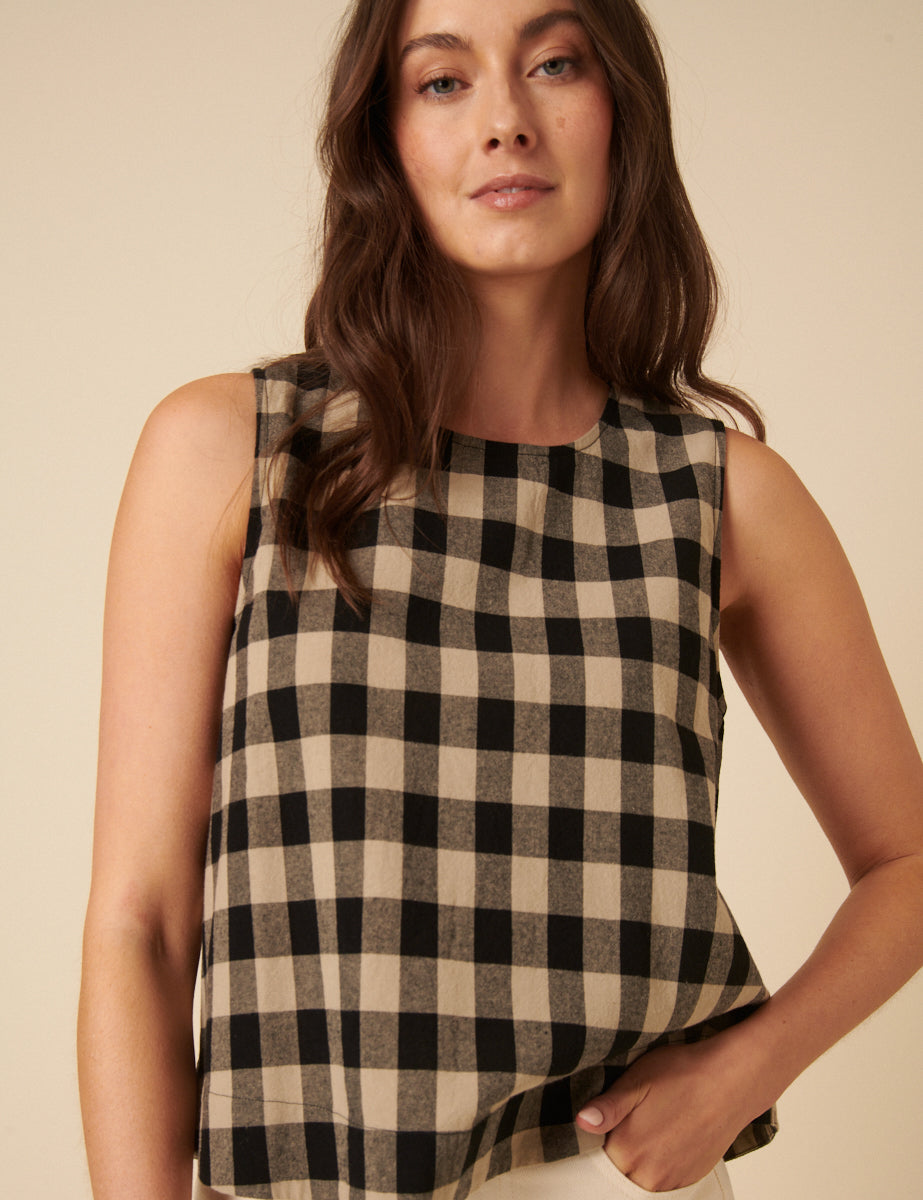 Black Check Swing Top