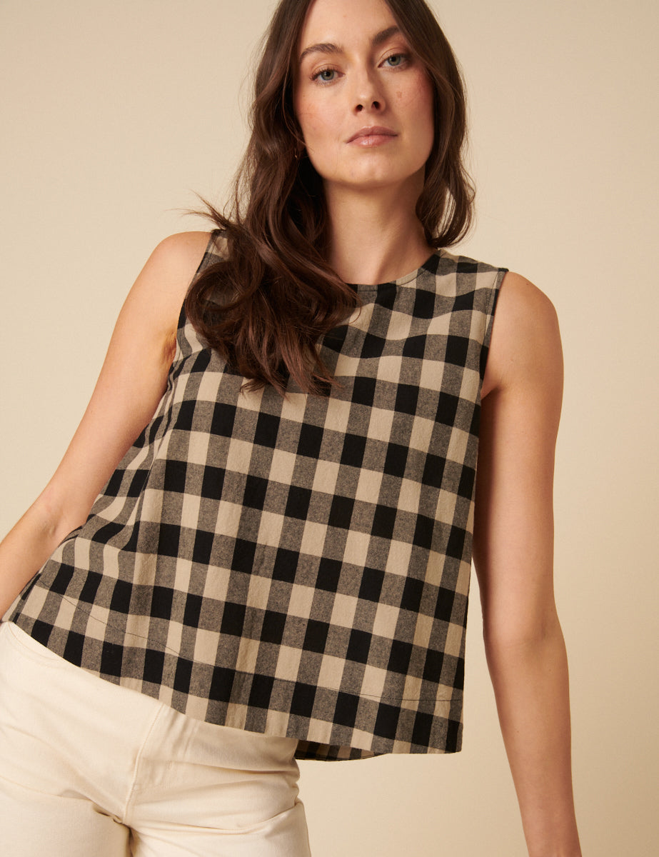 Black Check Swing Top