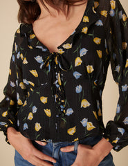 Black Floral Printed Blouse