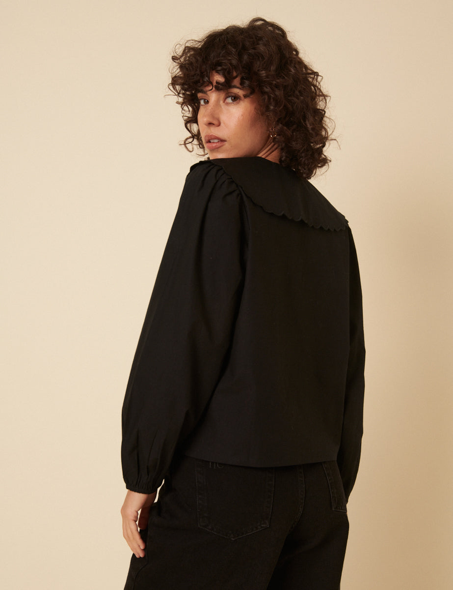 Black Long Sleeve Birdie Blouse