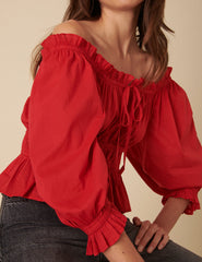 Red Tie Front Blouse