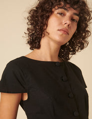 Black Tailored Pleated Blouse