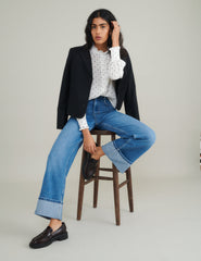 White Polka Dot Frill Blouse