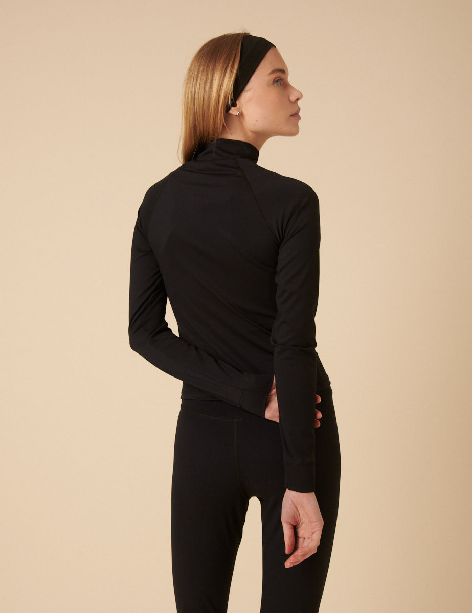 Black Zip Through Active Top