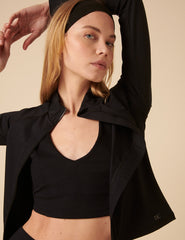 Black Zip Through Active Top