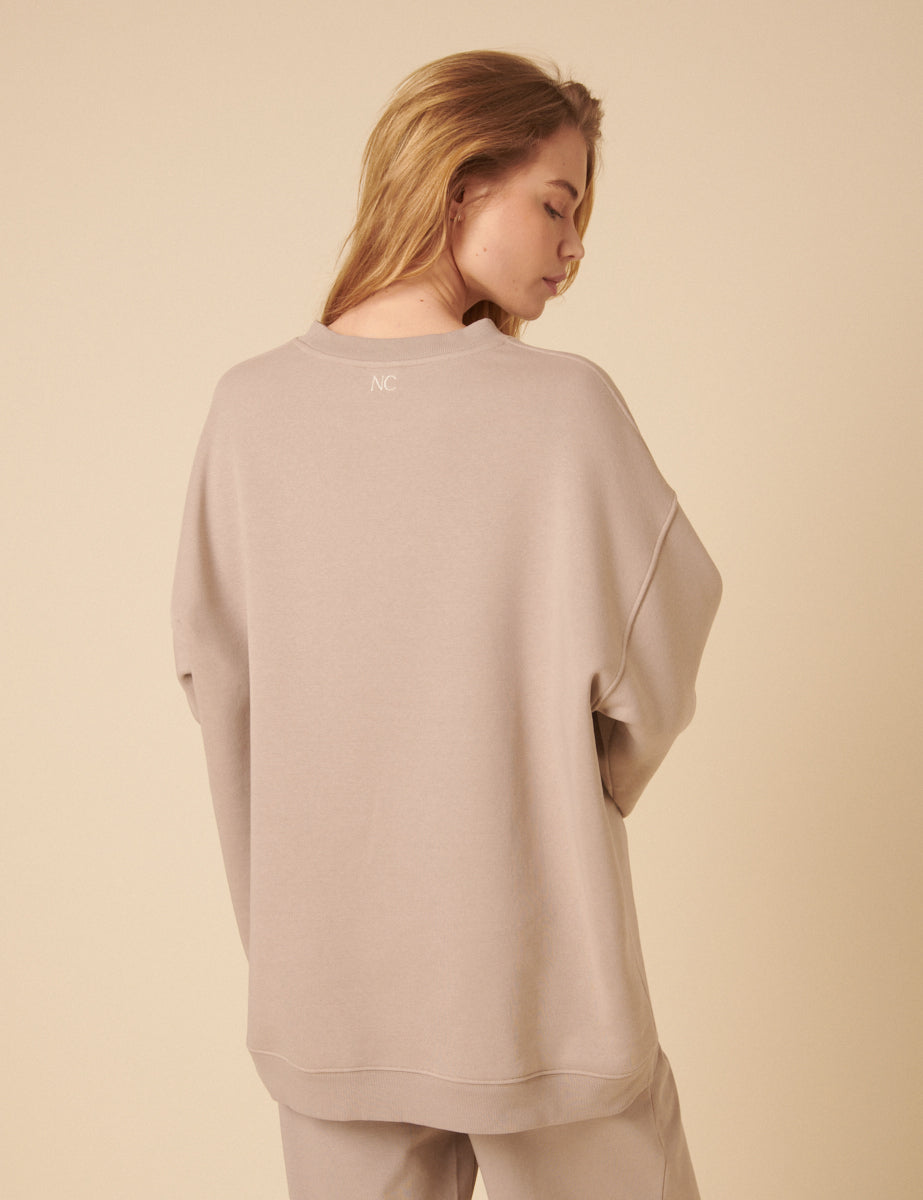 Beige Oversized Sweatshirt