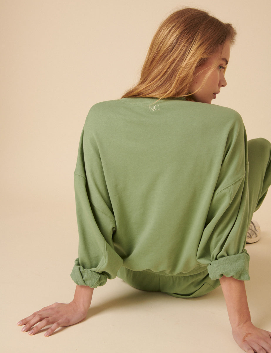 Green Drop Shoulder Sweatshirt