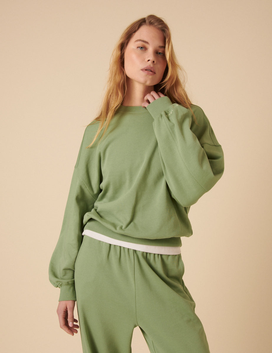 Green Drop Shoulder Sweatshirt
