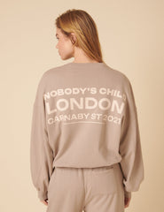 Beige Drop Shoulder Graphic Sweatshirt