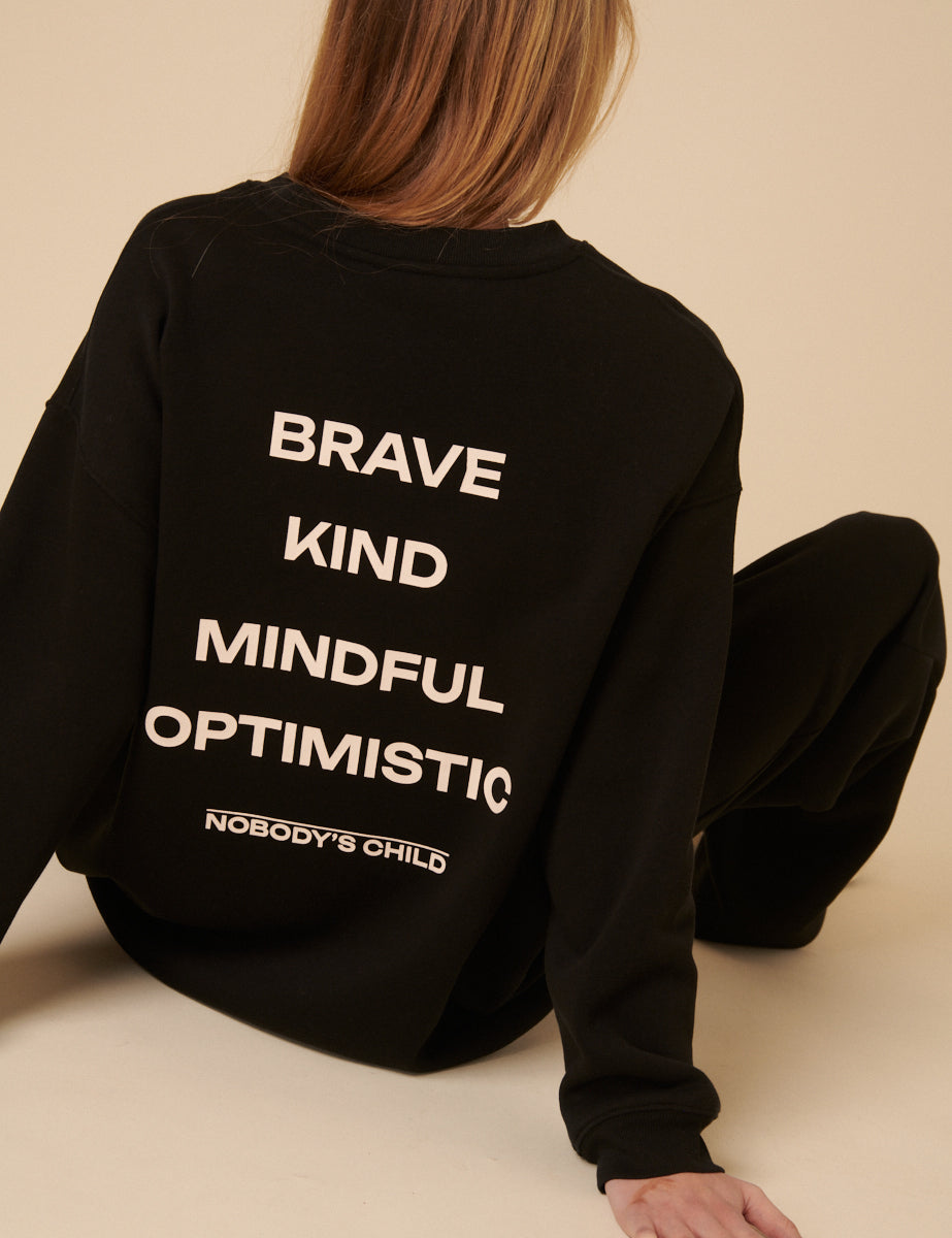 Black Oversized Graphic Sweatshirt