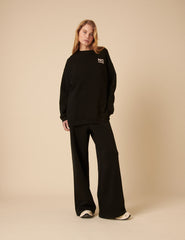 Black Oversized Graphic Sweatshirt