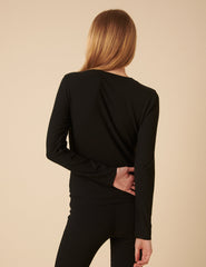 Black Ribbed Long Sleeve T-Shirt