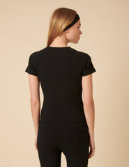 Black Ribbed Short Sleeve T-Shirt