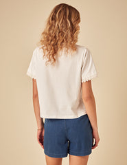 White Crochet Trim T-Shirt
