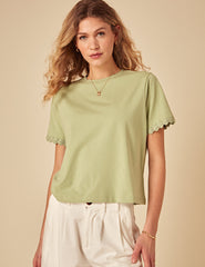 Green Crochet Trim T-Shirt