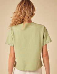 Green Crochet Trim T-Shirt