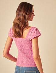 Pink Melissa Broderie Jersey Top